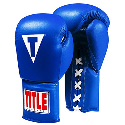 Title Classic Leather Lace Training Gloves 2.0 - Lace Up Boxing Glove, Boxing Competition Gloves, Boxing Sparring Gloves, Boxing Training Gloves, Boxing Bag Gloves, Boxing Gloves - color: Blue, size: 16 oz
