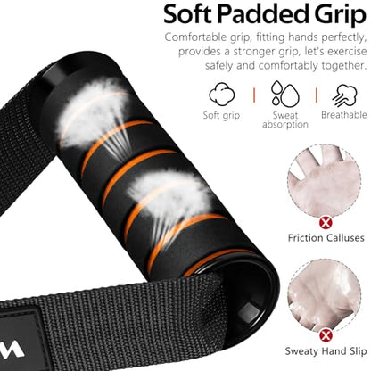 Exercise Handles, Cable Machine Handles for Gym Cable Attachments Training - color: Black-Orange