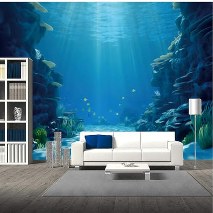 Fabric 10x8ft Underwater World Backdrop Deep Sea Sunlight Seabed Natural Landscape Photography Background Undersea Party Decor Aquarium Fish Tank Wallpaper Photo Studio Props - size: 10x8ft(WxH)