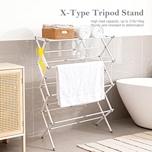 4-Tier Foldable Clothes Drying Rack 15" D x 29" W x 52" H - White - size: 4-Tier