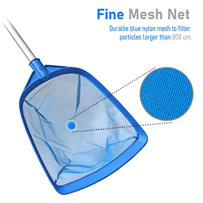 Swimming Pool Leaf Skimmer Net, with 5 Sections Telescopic Aluminum Pole & Nylon Medium Fine Mesh Pool Net, Pool Cleaning Tool for Removing Leaves & Debris - size: Pool Skimmer with Pole