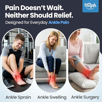 Hilph Ankle Ice Pack Wrap for Swelling, Gel Cold Pack for Ankle Sprained | Easy to Wear, Reusable Hot Cold Compress for Surgery Recovery, Plantar Fasciitis, Foot Pain Relief, Achilles Tendonitis, Blue