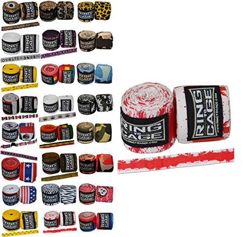 Ring to Cage Handwraps Mexican Style Stretchable- Patterned 180" Long - 23 Color Patterns - color: Bloody