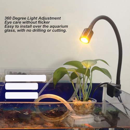 Aquarium Light, Fish Tank Clip Lighting Aquarium LED Light Small LED Clamp Aquarium Light for 3‑6 Gallons Freshwater Saltwater Aquariums High Brightness (Warm Light) - size: Warm Light, style: Warm Light