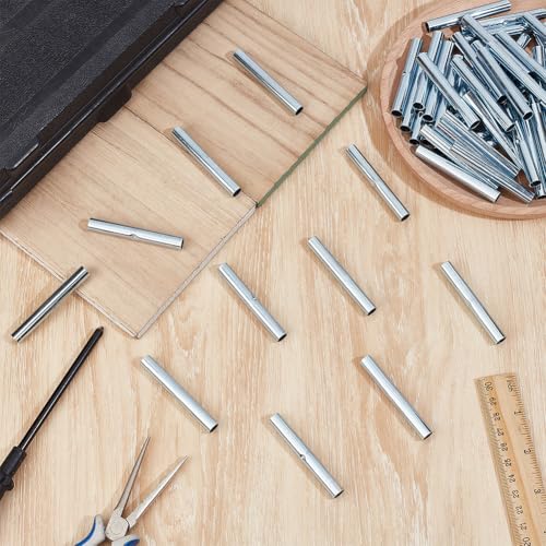 BENECREAT 60pcs Camping Tent Pole Connector, Metal Connectors for Garden Hoops, Joint Tent Pole Repair Sleeve for Outdoor Camping Canopy Fiberglass Pole(0.33inch) - size: Dia: 0.33inch