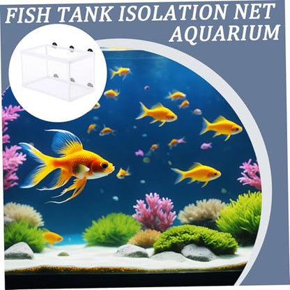 Breeder Box for Fish Tank, 6x5.7x10 Large Fish Breeding Box Net, White Mesh Aquarium Breeder Hang on Nursery with Suction Cups for Baby Hatchery Breeding