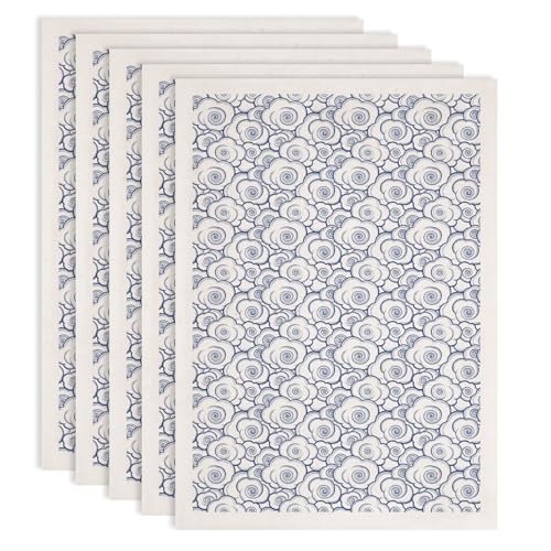 PLIGREAT 5 Pcs Cloud Underglaze Transfer for Pottery, 20.5x14.6in Ceramic Clay Transfer Paper Japanese Style Ceramic Tile Decals Blue Under Glaze Transfers for DIY Handicraft Supplies - style: Cloud