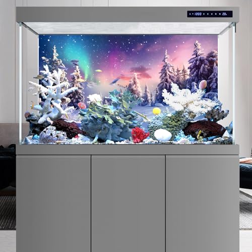 YongFoto Fish Tank Background - Winter Snow Scene Aquarium Backdrop - 30x18 inch - color: Purple 5, size: 30x18in/75x45cm