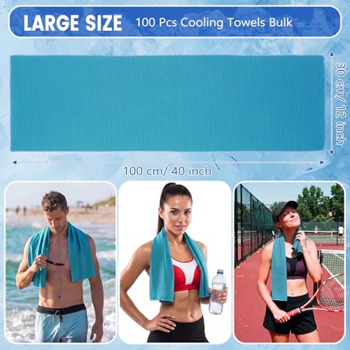 Hosuly 100 Pack Cooling Towels, 40"x12" - color: Water Blue