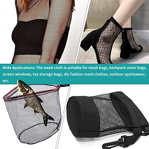 FSWCCK Black Mesh Fabric, 62 x 59 Inch Soft Mesh Netting Slightly Stretchy for Shopping Bag, Backpack Pocket and Straps and Netting Clothes (Black) - color: Black