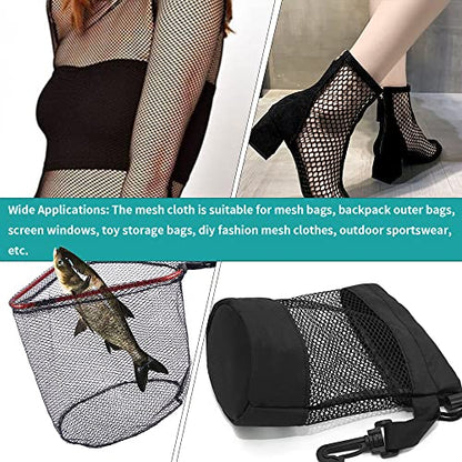 FSWCCK Black Mesh Fabric, 62 x 59 Inch Soft Mesh Netting Slightly Stretchy for Shopping Bag, Backpack Pocket and Straps and Netting Clothes (Black) - color: Black