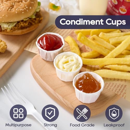 LITOPAK 1000 Pack 1 oz Paper Souffle Cup, Disposable Paper Medicine Cup for Tasting Pills, Food Dessert, and Condiments - style: White-1oz-1000