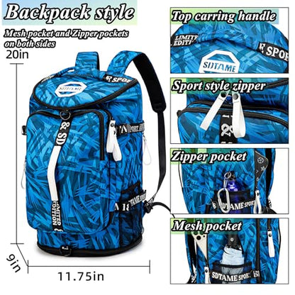 SDTAME Gym Duffel Backpack with Shoe Pocket & Laptop Sleeve - color: Blue