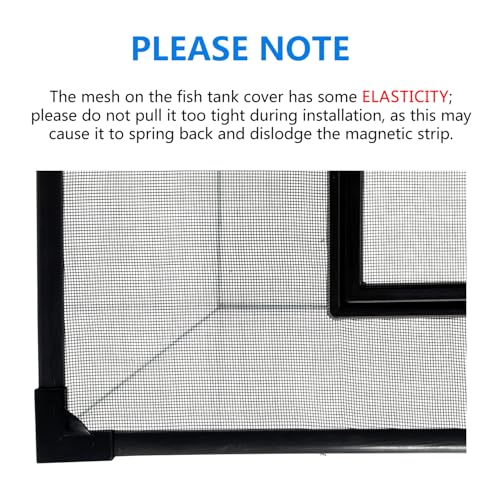 Magnetic Fish Tank Cover Net Aquarium Lid Mesh Top Hood Cut to Any Size Ventilation Transparency Anti-Jumping Aquarium Cover with Feeding Window(39"X19")
