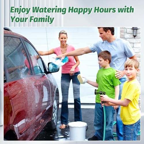AUTOMAN-Garden-Hose-Nozzle, 2 Pack ABS Water Spray Nozzle with Heavy Duty 7 Adjustable Watering Patterns,Slip Resistant for Watering Plants,Lawn& Garden,Washing Cars,Cleaning,Showering Pets - Green - color: Green ×2