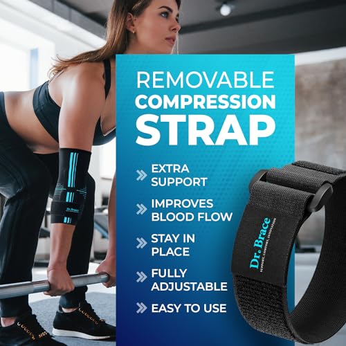 DR. BRACE® Elite Elbow Brace, Breathable Elbow Compression Sleeve - color: Black-Blue, size: XX-Large