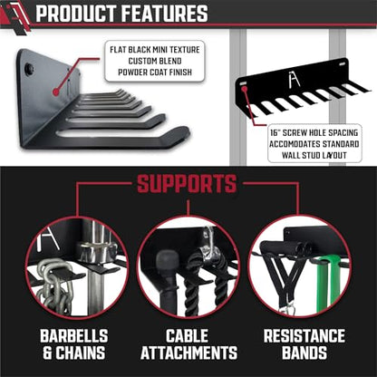 Gym Storage Rack Wall Mount 2 Pack, Cable Attachment Organizer, USA Made - style: OMEGA BEAST RACK (2-PACK)