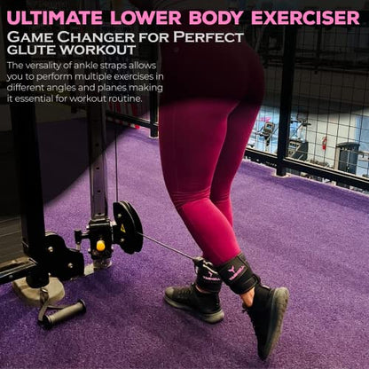 Adjustable Gym Ankle Straps for Cable Machines Women & Men, Glute Kickbacks - color: Black and Pink, size: Single
