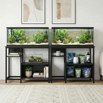 40-50 Gallon Fish Tank Stand, Heavy Duty Aquarium Stand with Power Outlets & Storage Shelves, Industrial Wood Metal Fish Tank Table Cabinet, 600LBS Terrarium Stand Tank Stand for Aquarium, Turtle Reptile Tank