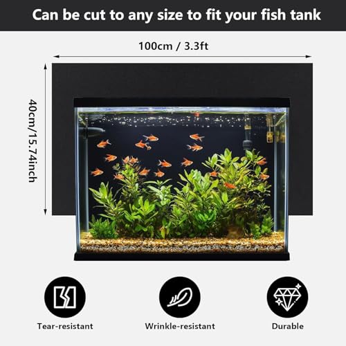 COYOUCO Black Matte Fish Tank Background Static – Static Cling, Opaque PVC Aquarium Sticker, Trim-to-Fit for Freshwater & Saltwater Tanks, Terrariums,40×100cm - size: 40×100cm