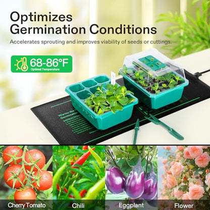 VIVOSUN Durable Waterproof Seedling Heat Mat 10" x 20.75" UL & MET-Certified Warm Hydroponic Heating Pad for Germination, Indoor Gardening, Greenhouse - size: 10"x20.75"