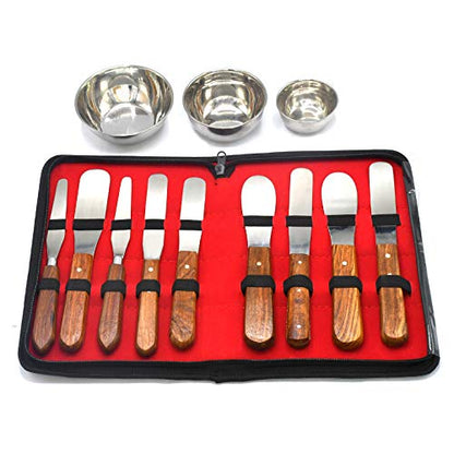 New Premium Grade Stainless Steel Set of 9 Pieces Dental Mixing Spatula Plastic ALIGNATE Mixing-Wooden Handle Plus 3 pcs Large, Medium & Small Dental Mixing Bowl