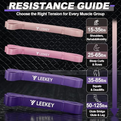 Resistance Bands for Pull Up Assist, Stretch Bands & Exercise Workout Set - color: 15-125LBS PINK PURPLE