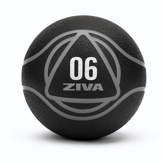 ZIVA Medicine Ball – Durable Rubber Weighted Ball with Easy-Grip Textured Shell for Core, Balance and Strength Training – Commercial Quality (Black, 4–20 lb) - style: 6lb Black+Gray