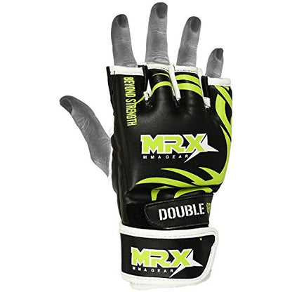 MRX MMA Grappling Gloves for Men Martial Arts Training Fighting Bag Glove Cage Fight Mitts - color: Black/Green, size: Small