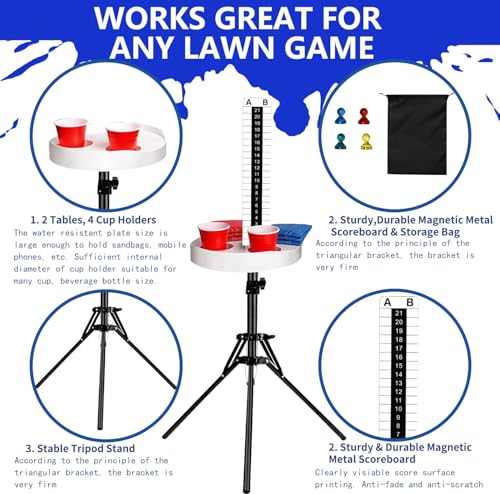 Cornhole Scoreboard with Drink Holders, 2 Sets, Magnetic Markers
