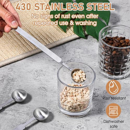 3 Pcs Teaspoons Measuring Spoon, Long Handle Measuring Spoons 5ml, Stainless Steel Measure Spoons, Tablespoon & Coffee Scoop for Accurate Measure Liquid or Dry Ingredients, for Cooking Baking