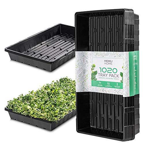 1020 Seed Starting Trays - 5-Pack Reusable Plastic Germination Trays for Microgreens & Seedlings - color: Black