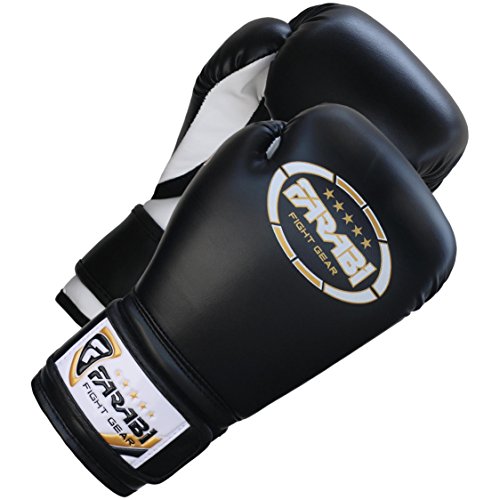 Farabi Boxing Gloves Kids Junior Muay Thai Kick Boxing Training MMA Punching Bag - color: Black, size: 6OZ