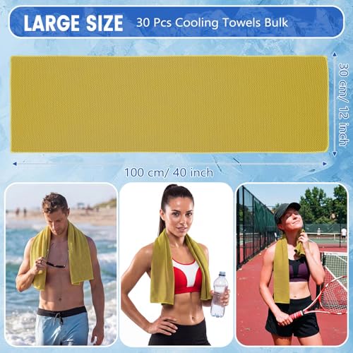 Hosuly 30 Pack Cooling Towels Bulk Microfiber Breathable, Yellow - color: Yellow