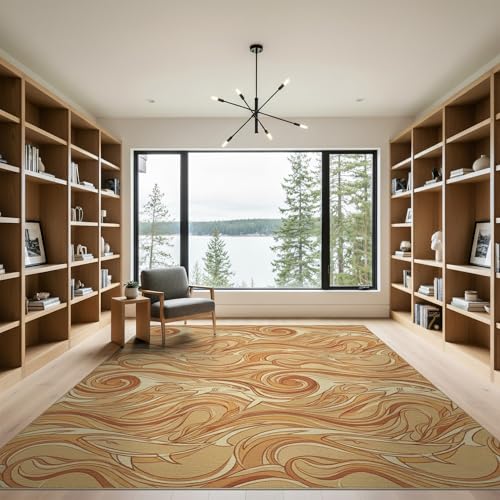 9'x12' Washable Flatwoven Rug, Beige Modern Shark Stain Resistant Massive Carpet for Dining Room, Basement, Large Office, Non-Slip Chair-Friendly Mat | Ref:2067604 - color: Beige/Pattern 39, size: 9' x 12' (Rectangular)