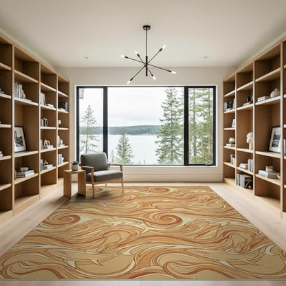 9'x12' Washable Flatwoven Rug, Beige Modern Shark Stain Resistant Massive Carpet for Dining Room, Basement, Large Office, Non-Slip Chair-Friendly Mat | Ref:2067604 - color: Beige/Pattern 39, size: 9' x 12' (Rectangular)