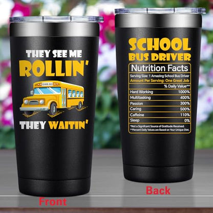 Grifarny Bus Driver Appreciation Gifts - Buses Drivers Gifts for Men, Women - Buses Drivers Christmas Gift - School Bus Driver Tumbler Cup 20 oz - color: Bus Driver Black