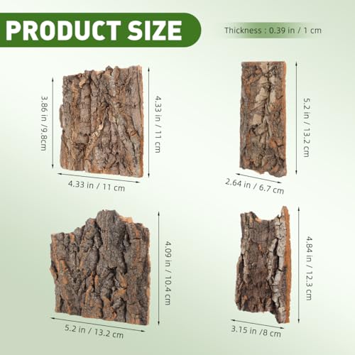 Gatuida 4pcs Natural Cork Bark for Reptiles, Wood Tree Bark Reptile Hides Small Climbing Decor, Terrarium Tank Accessories for Bearded Dragon Geckos Lizard Tortoise Water Tube Landscaping