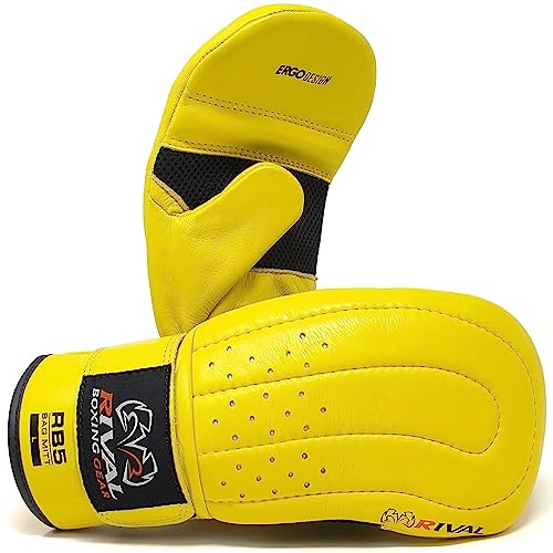 RIVAL Boxing RB5 Bag Mitt Gloves, Bare-Fist Punching Feel, Zero Resistance Training for Triggering Fast Twitch Muscles - color: Yellow, size: Medium