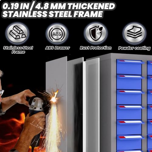 100-Drawer Nut and Bolt Organizer, Parts Cabinet No ssembly, with Labels & Adjustable Dividers, ABS Drawers, 920LBS, Alloy Steel Frame for Workshop Garage - size: 100-Drawer