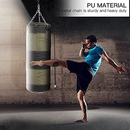 Punching Bag Set, Boxing Hanging Punching Bag Fitness Sandbags Punching Bag Empty Boxing Fight Sandbag for Gym for Training for Home for Kickboxing(Green, 60CM)