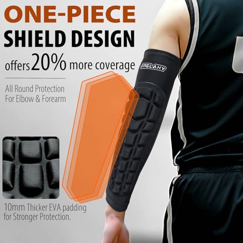 Frelaxy Elbow Pads, Padded Arm Sleeves for Volleyball and Football, 2 Pack - color: Black, size: Medium
