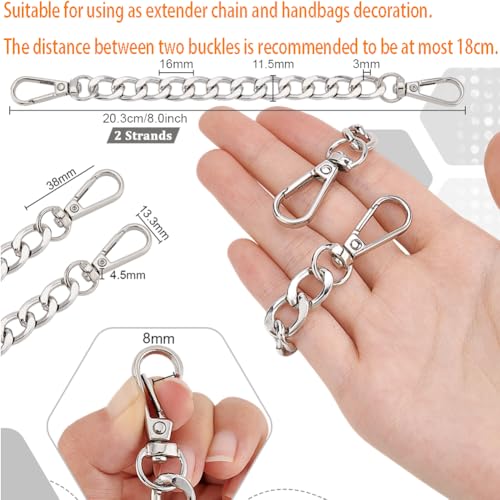 PH PandaHall Silver Purse Extender Chain, 8 Inch, 2pcs Bag Chain Strap - color: Silver, size: 7.8 Inch