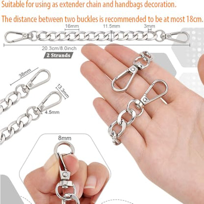 PH PandaHall Silver Purse Extender Chain, 8 Inch, 2pcs Bag Chain Strap - color: Silver, size: 7.8 Inch