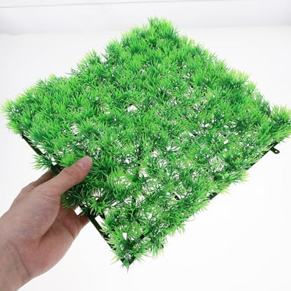 Luxshiny Realistic Artificial Grass Aquarium Rug with Thickened Base Simulation Plant Mat for Fish Tanks Reptile Terrariums and Pet Hiding with Suction Cups