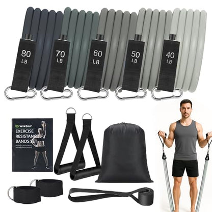 WIKDAY Resistance Bands with Handles for Exercise,beginners - color: 300LBS GRAY