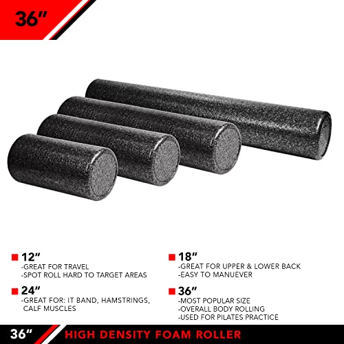 JFIT High Density Foam Roller – EPP Deep Tissue Massage Roller for Muscle Recovery, Myofascial Release & Stretching - color: Speckled Blue, size: 36-Inch