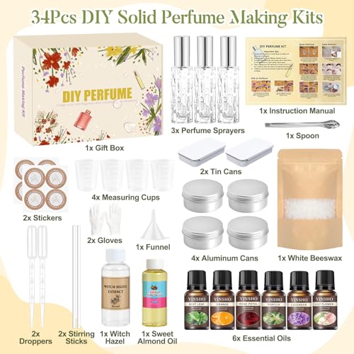 Perfume Making Kit- DIY Solid Perfume Making Kits for Women, Portable Pocket Solid Balm with Perfume Bottle, Travel Perfume Maker, Make Your Own Perfume Kit, Fragrance Blam Gifts for Girls