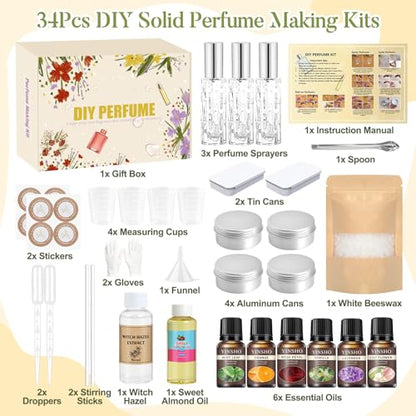 Perfume Making Kit- DIY Solid Perfume Making Kits for Women, Portable Pocket Solid Balm with Perfume Bottle, Travel Perfume Maker, Make Your Own Perfume Kit, Fragrance Blam Gifts for Girls