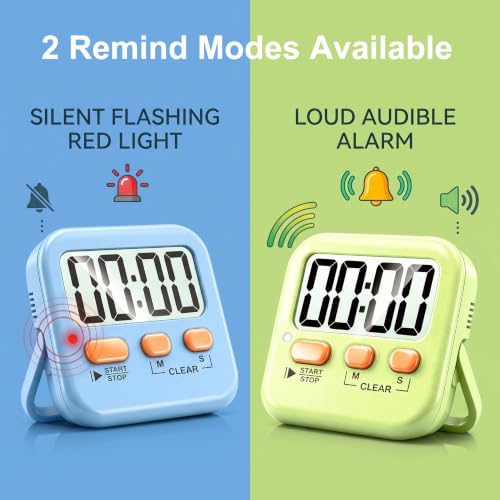 Antonki 2 Pack Digital Timer for Kids Classroom Kitchen Timers for Cooking - color: 2 * Green+ Sky Blue ( 95%+select for Kids )
